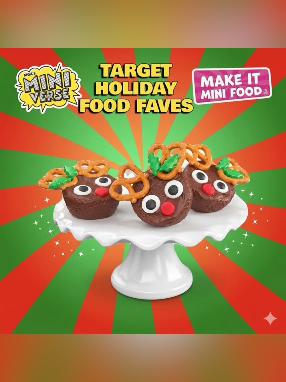 MGA's Miniverse Make It Mini TARGET Holiday Food: Reindeer Brownies (Opened)